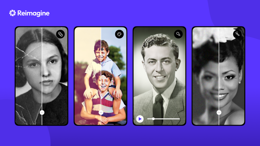 MyHeritage lance Reimagine, une application d’IA pour numériser, réparer et même animer de vieilles photos.