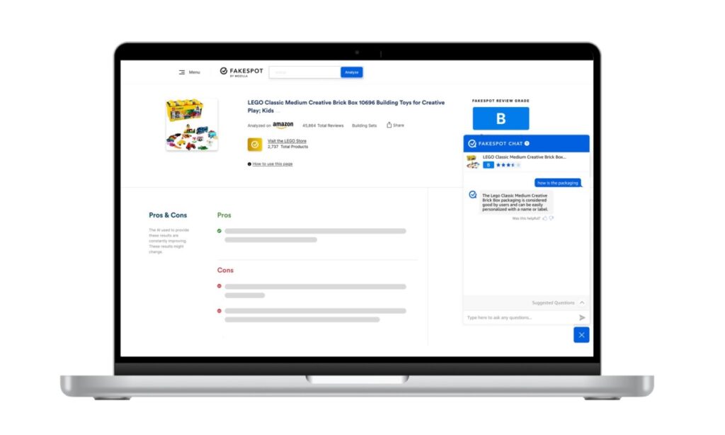 Fakespot Chat, le premier LLM de Mozilla, permet aux acheteurs en ligne de rechercher des produits par l’intermédiaire d’un chatbot IA.